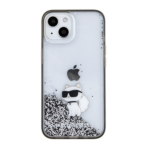 Etui na Apple iPhone 15 / 14 / 13, Karl Lagerfeld, Liquid Glitter Choupette, Przezroczyste