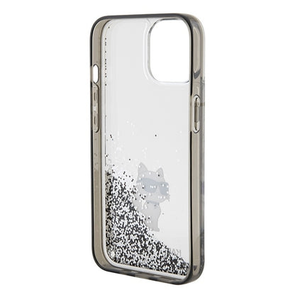Etui na Apple iPhone 15 / 14 / 13, Karl Lagerfeld, Liquid Glitter Choupette, Przezroczyste