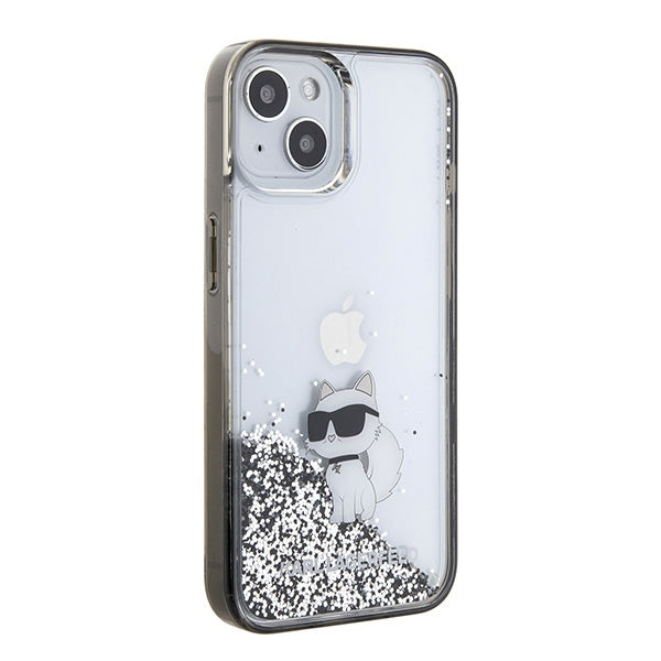 Etui na Apple iPhone 15 / 14 / 13, Karl Lagerfeld, Liquid Glitter Choupette, Przezroczyste