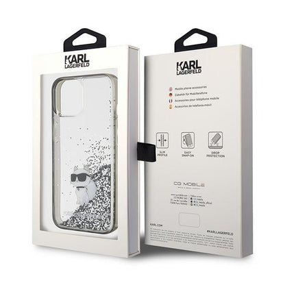 Etui na Apple iPhone 15 / 14 / 13, Karl Lagerfeld, Liquid Glitter Choupette, Przezroczyste