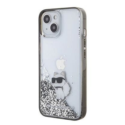 Etui na Apple iPhone 15 / 14 / 13, Karl Lagerfeld, Liquid Glitter Choupette, Przezroczyste
