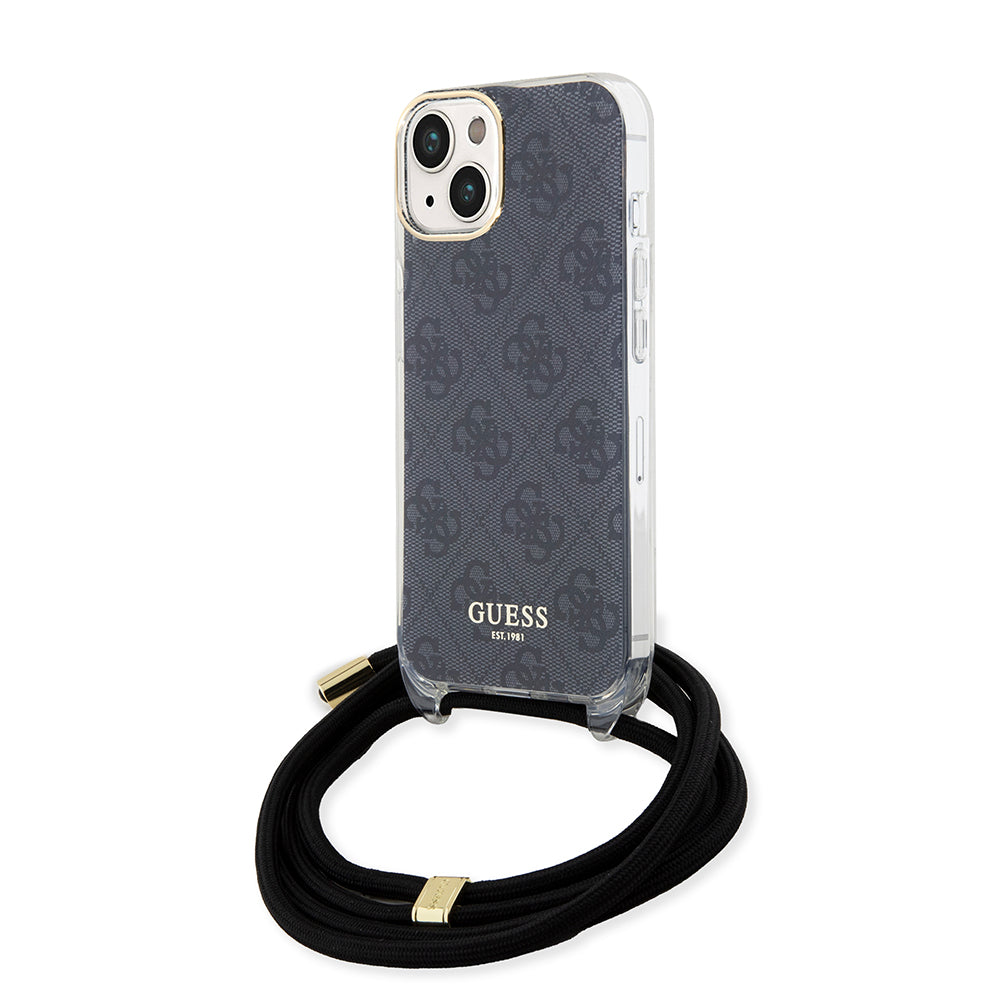 Etui na Apple iPhone 15, Guess, 4G IML Printed Crossbody, Czarne