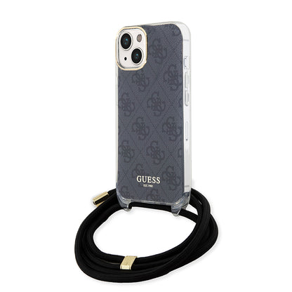 Etui na Apple iPhone 15, Guess, 4G IML Printed Crossbody, Czarne