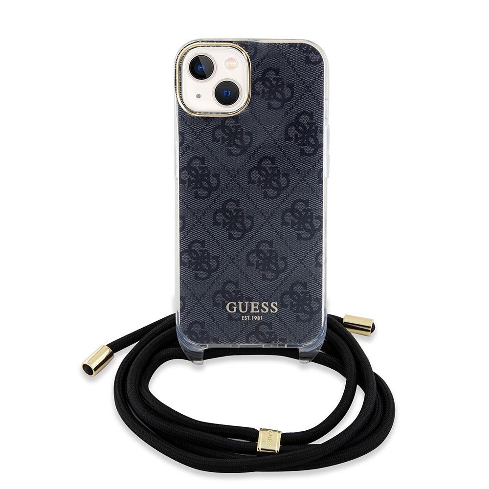 Etui na Apple iPhone 15, Guess, 4G IML Printed Crossbody, Czarne