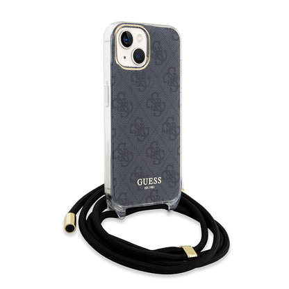 Etui na Apple iPhone 15, Guess, 4G IML Printed Crossbody, Czarne