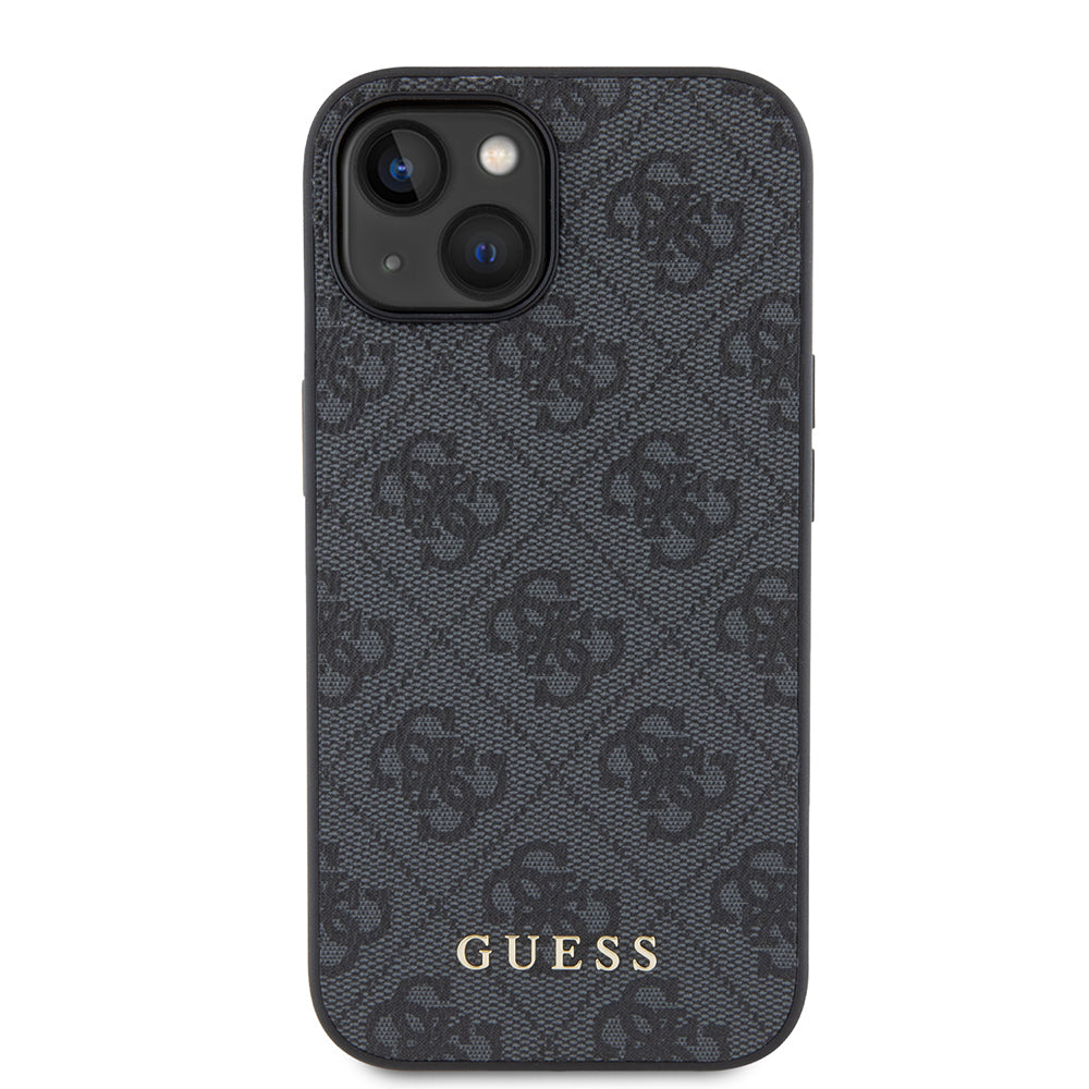 Etui na Apple iPhone 15, Guess, 4G Metal Gold Logo, Szare