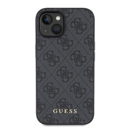 Etui na Apple iPhone 15, Guess, 4G Metal Gold Logo, Szare