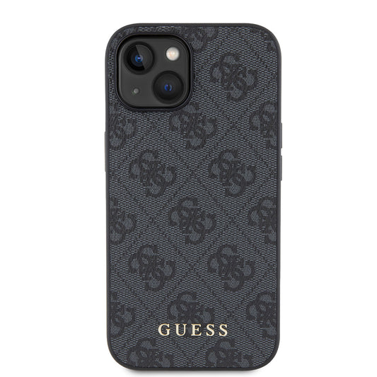 Etui na Apple iPhone 15, Guess, 4G Metal Gold Logo, Szare