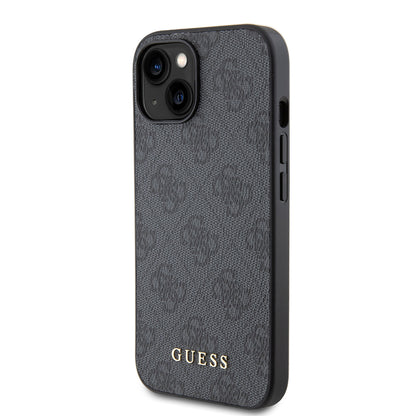 Etui na Apple iPhone 15, Guess, 4G Metal Gold Logo, Szare