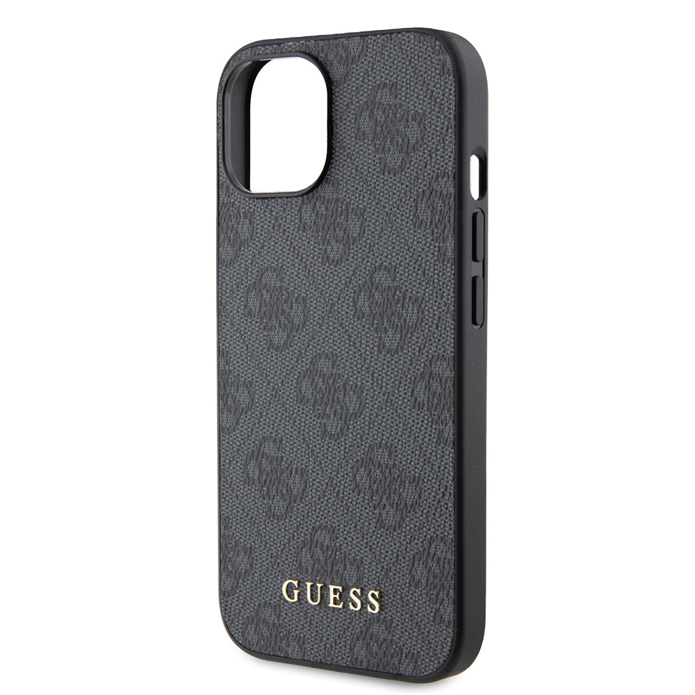 Etui na Apple iPhone 15, Guess, 4G Metal Gold Logo, Szare