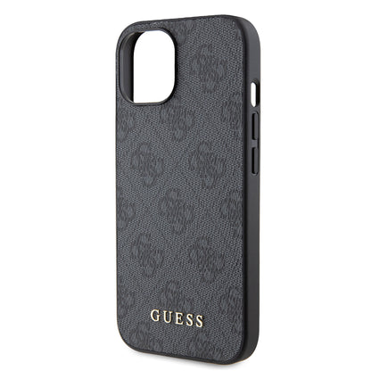 Etui na Apple iPhone 15, Guess, 4G Metal Gold Logo, Szare