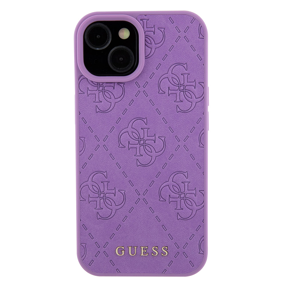 Etui na Apple iPhone 15, Guess, 4G Stamped, Jasny Fiolet