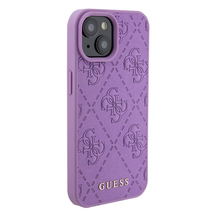 Etui na Apple iPhone 15, Guess, 4G Stamped, Jasny Fiolet