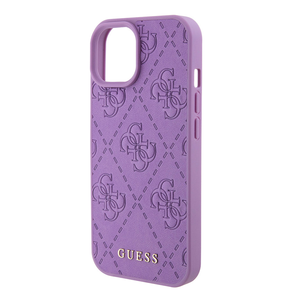 Etui na Apple iPhone 15, Guess, 4G Stamped, Jasny Fiolet
