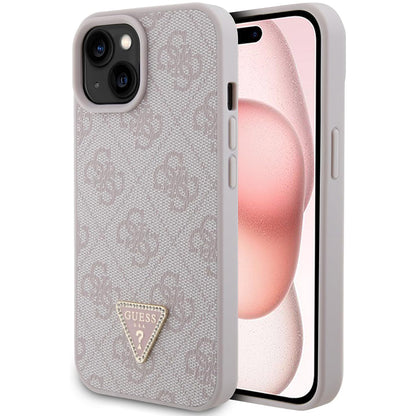 Etui na Apple iPhone 15, Guess, 4G Triangle Strass, Różowy