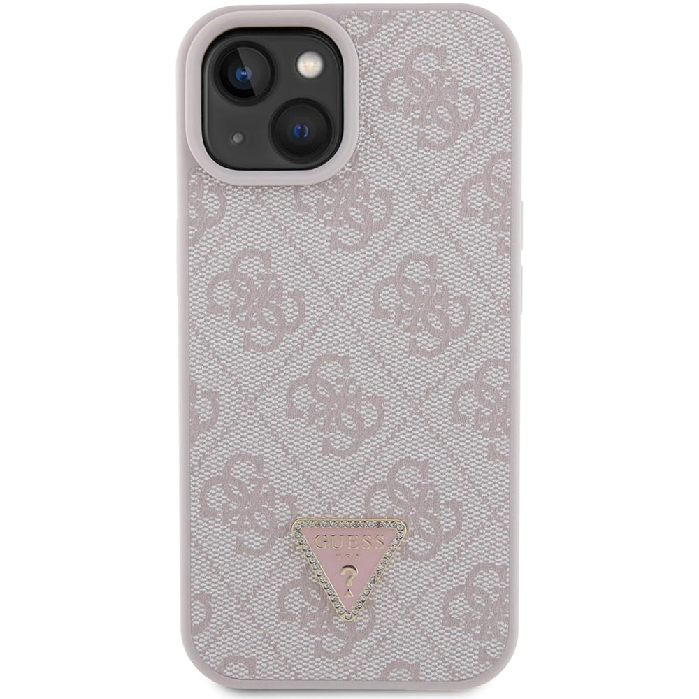 Etui na Apple iPhone 15, Guess, 4G Triangle Strass, Różowy