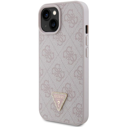 Etui na Apple iPhone 15, Guess, 4G Triangle Strass, Różowy