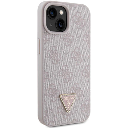 Etui na Apple iPhone 15, Guess, 4G Triangle Strass, Różowy