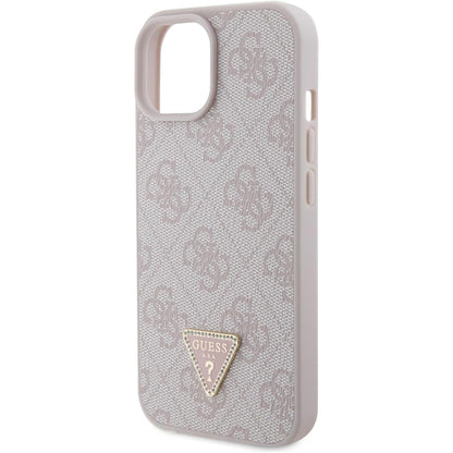 Etui na Apple iPhone 15, Guess, 4G Triangle Strass, Różowy