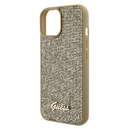 Etui na Apple iPhone 15, Guess, Disco Metal Script, Złote