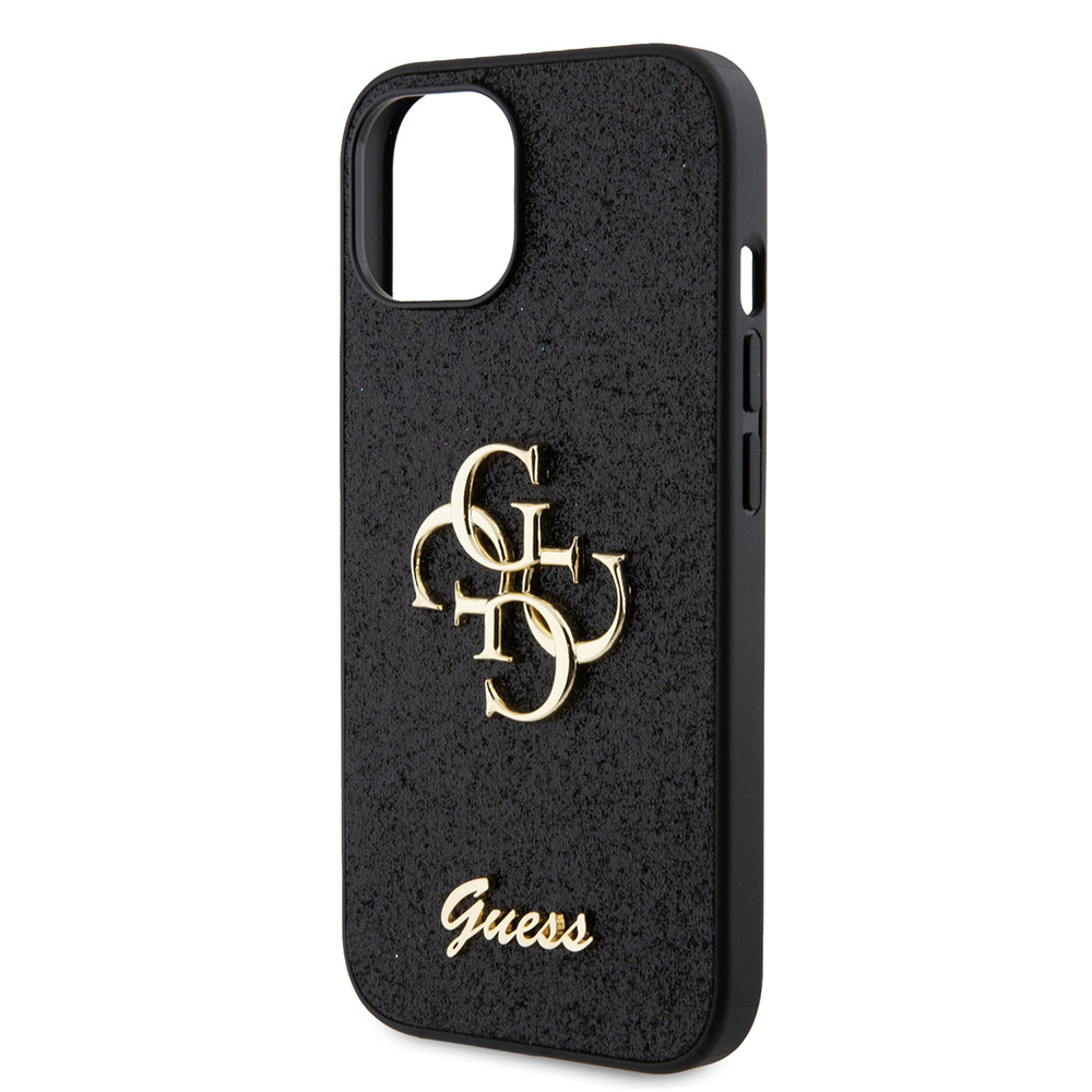Case for Apple iPhone 15, Guess, Glitter Big 4G Script, Black