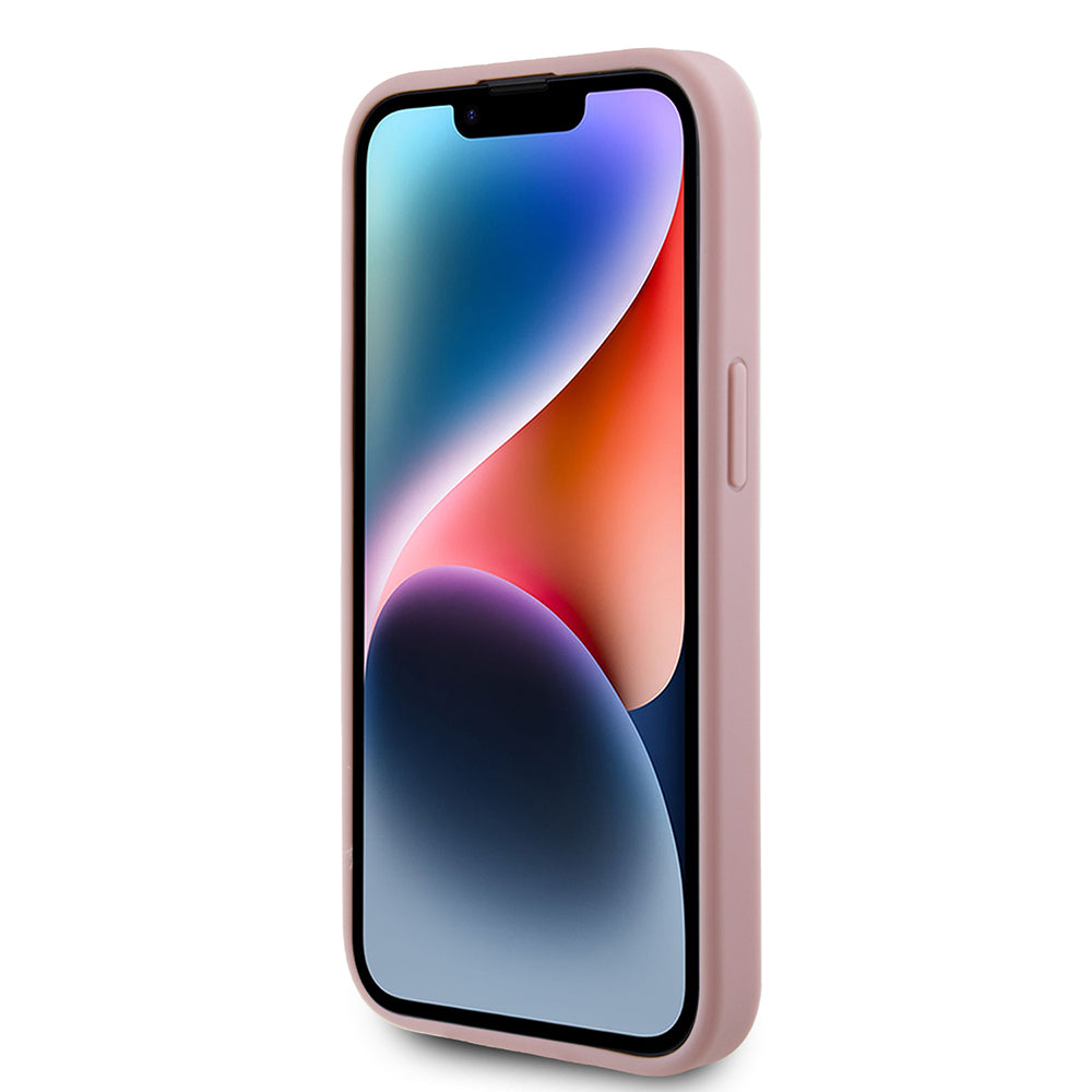 Etui na Apple iPhone 15, Guess, Glitter Big 4G Script, Różowy