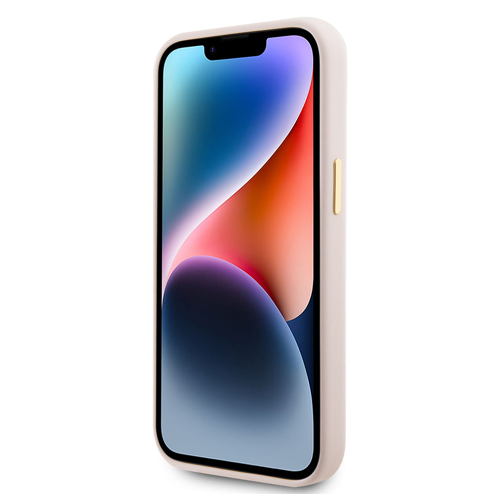 Etui na Apple iPhone 15, Guess, Logo Strass 4G, Jasnoróżowe