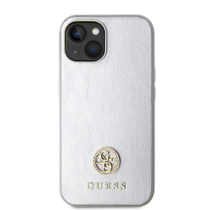 Etui na Apple iPhone 15, Guess, Strass Metal Logo, Srebrne
