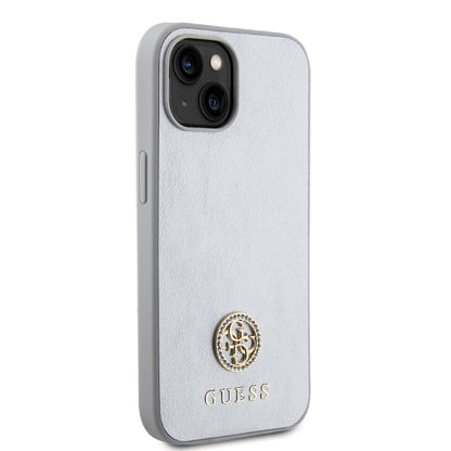 Etui na Apple iPhone 15, Guess, Strass Metal Logo, Srebrne