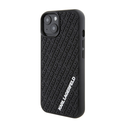 Etui na Apple iPhone 15, Karl Lagerfeld, 3D Rubber Multi Logo, Czarne