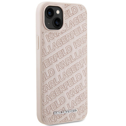 Etui na Apple iPhone 15, Karl Lagerfeld, Diagonal Quilted K Pattern, Różowy
