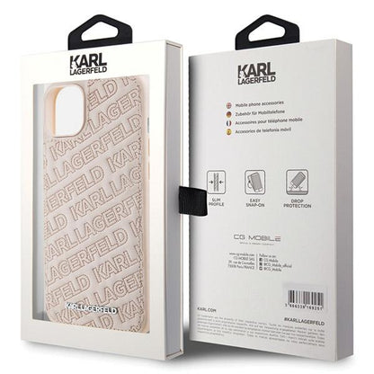 Etui na Apple iPhone 15, Karl Lagerfeld, Diagonal Quilted K Pattern, Różowy