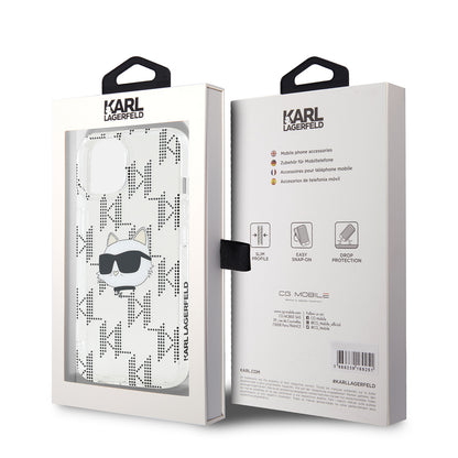 Case for Apple iPhone 15, Karl Lagerfeld, IML Electroplated Choupette Head, Transparent