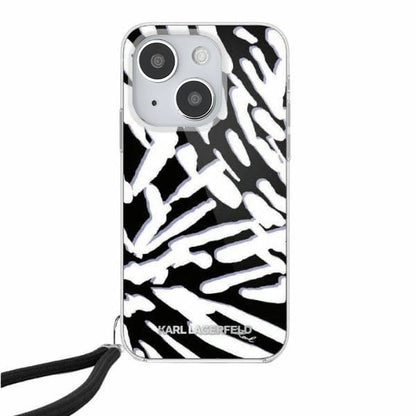 Etui na Apple iPhone 15, Karl Lagerfeld, IML Luxury Zebra Pattern with Strap, Czarne