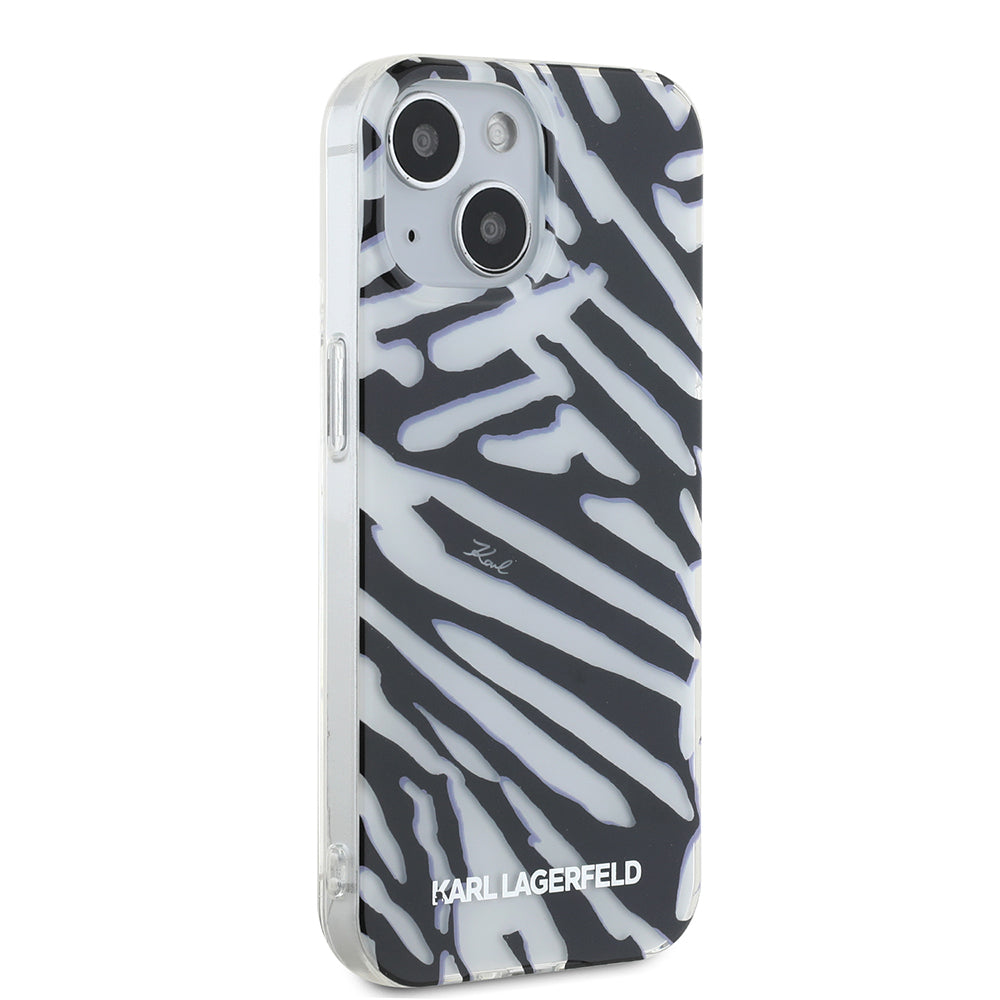 Etui na Apple iPhone 15, Karl Lagerfeld, IML Luxury Zebra Pattern with Strap, Czarne