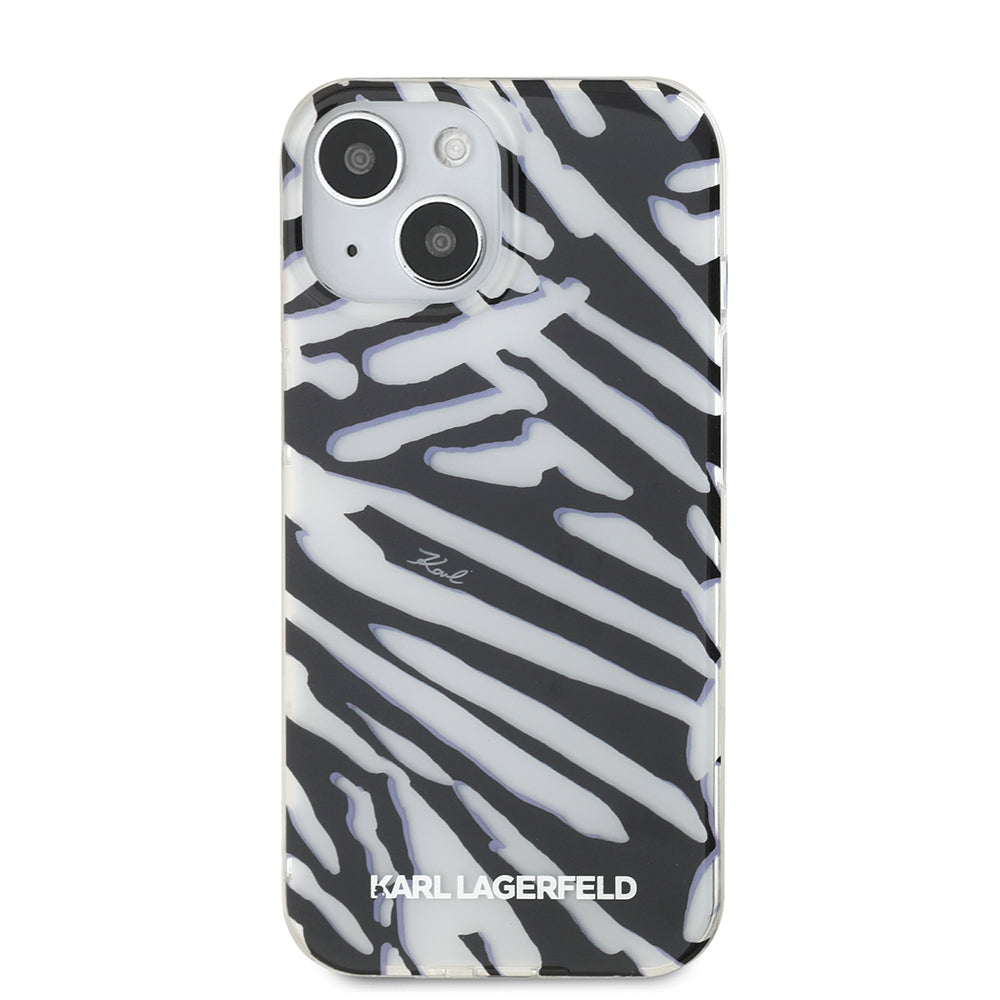 Etui na Apple iPhone 15, Karl Lagerfeld, IML Luxury Zebra Pattern with Strap, Czarne