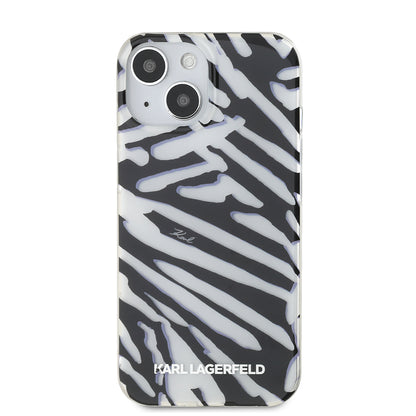 Etui na Apple iPhone 15, Karl Lagerfeld, IML Luxury Zebra Pattern with Strap, Czarne