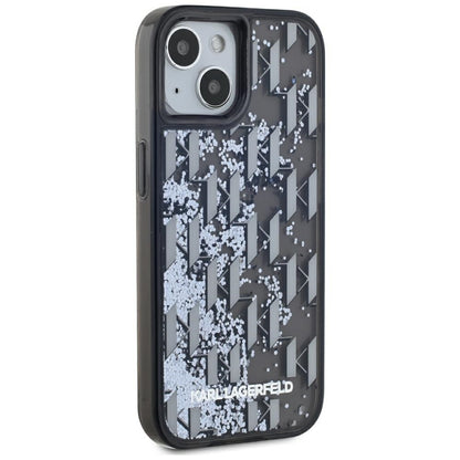 Case for Apple iPhone 15, Karl Lagerfeld, Liquid Glitter Monogram, Black