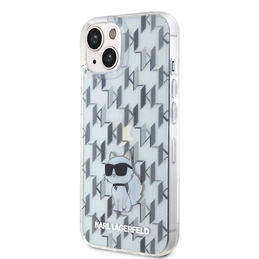 Etui na Apple iPhone 15, Karl Lagerfeld, Monogram Choupette, Przezroczyste