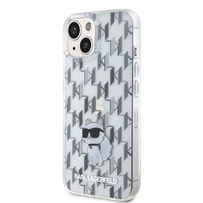 Etui na Apple iPhone 15, Karl Lagerfeld, Monogram Choupette, Przezroczyste