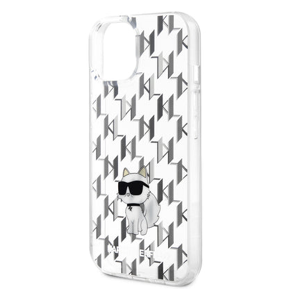 Etui na Apple iPhone 15, Karl Lagerfeld, Monogram Choupette, Przezroczyste