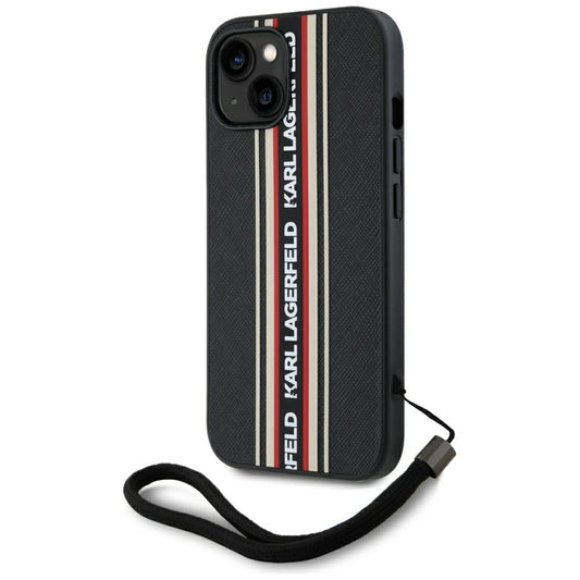 Etui na Apple iPhone 15, Karl Lagerfeld, Saffiano Athleisure Stripes with Strap, Rosie