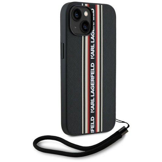 Etui na Apple iPhone 15, Karl Lagerfeld, Saffiano Athleisure Stripes with Strap, Rosie