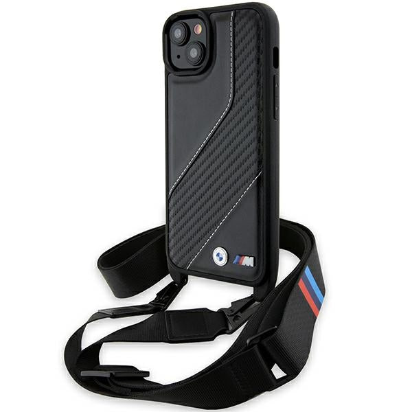 Etui na Apple iPhone 15 Plus, BMW, M Edition Carbon Stripe & Strap, czarne