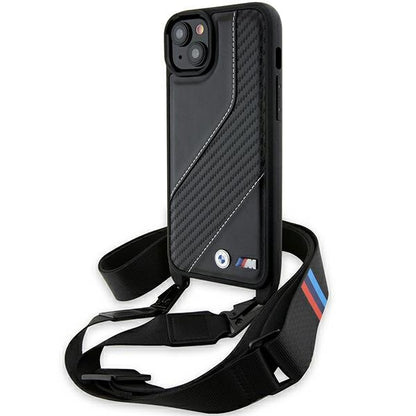 Etui na Apple iPhone 15 Plus, BMW, M Edition Carbon Stripe & Strap, czarne