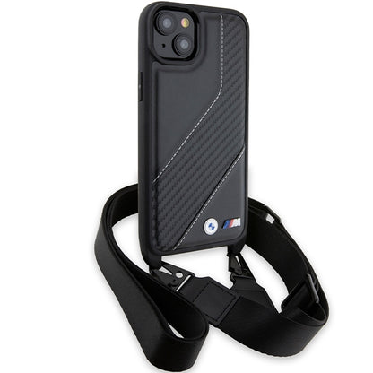 Etui na Apple iPhone 15 Plus, BMW, M Edition Carbon Stripe & Strap, czarne
