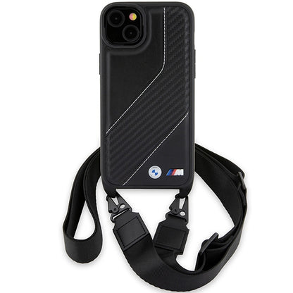 Etui na Apple iPhone 15 Plus, BMW, M Edition Carbon Stripe & Strap, czarne