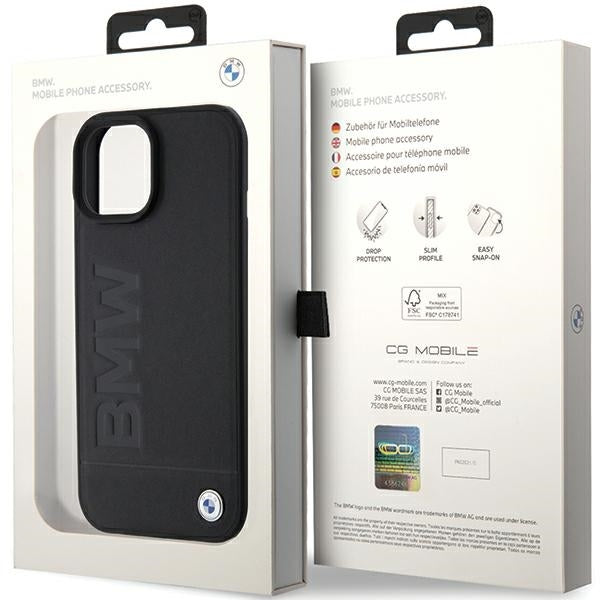 Etui na Apple iPhone 15 Plus, BMW, Natural Hot Stamp, czarne