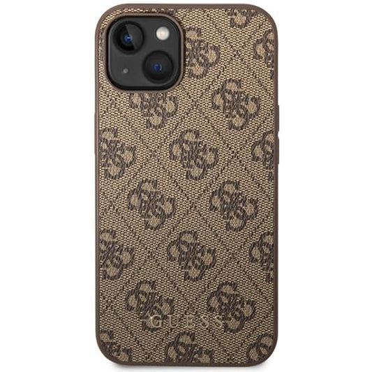 Etui na Apple iPhone 15 Plus, Guess, 4G Metal Gold Logo, Brązowy