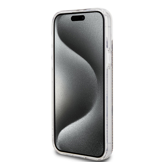 Etui na Apple iPhone 15 Plus, Guess, IML 4G Gold Stripe, Brązowy